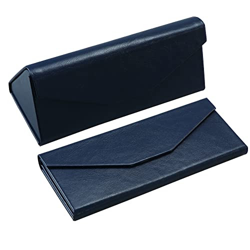 2 Pack Eyeglass Case Hard Shell with Foldable Design, Dhlnp_dark Blue(2 Pack)