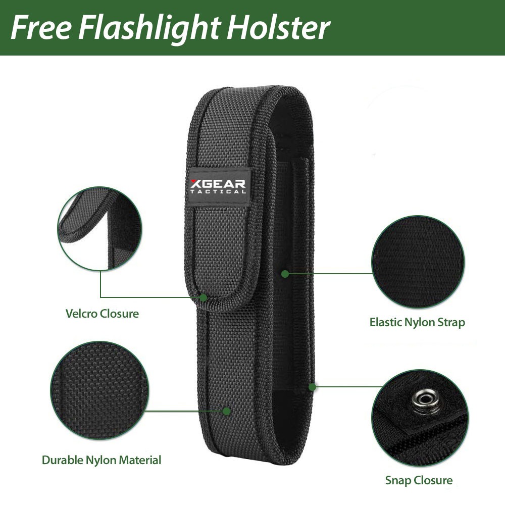 Tactical Flashlight LED 18650 AAA Work Home Car Security Light with Holster