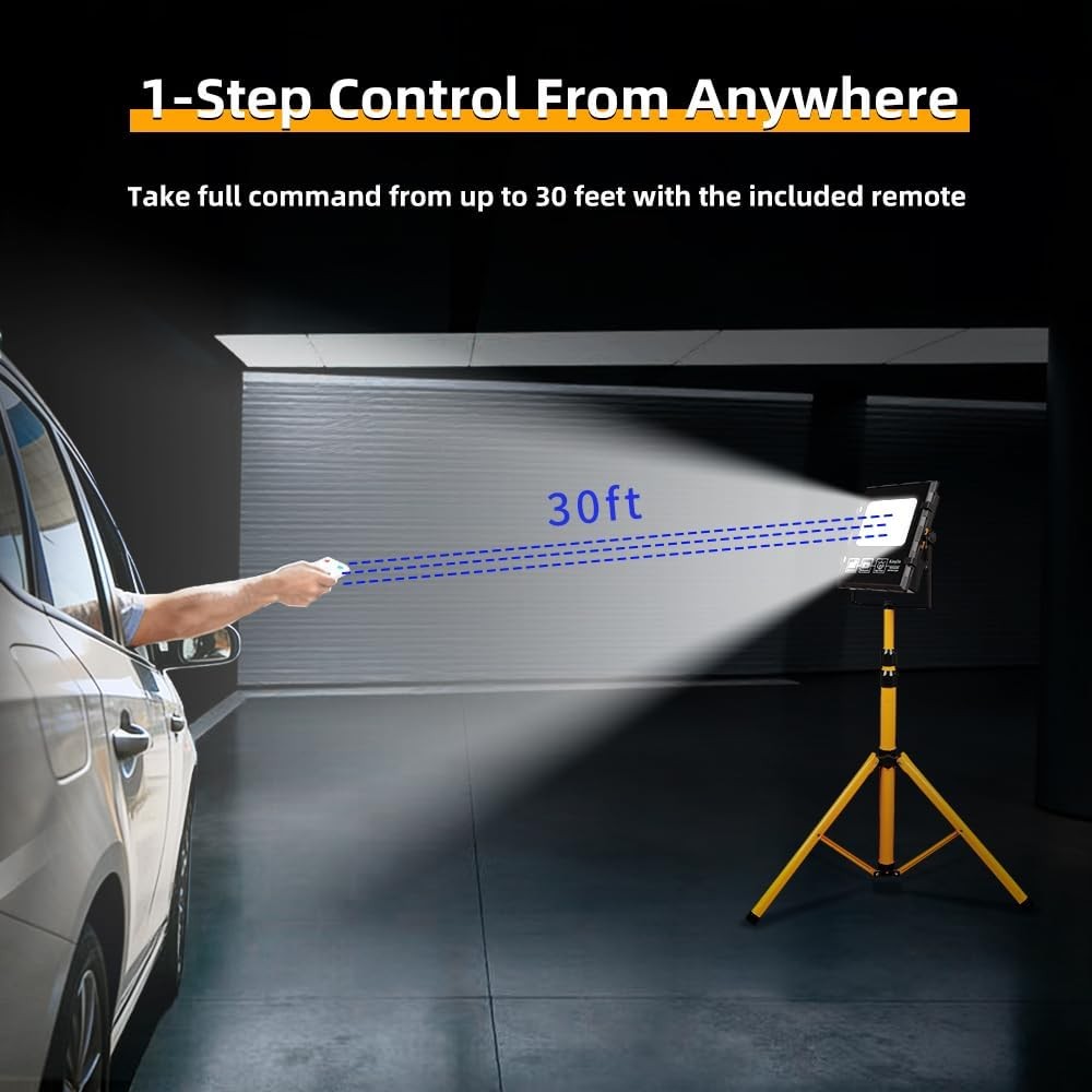 Solar Powered Work Light with 120H Runtime & Remote Control, Led Work Light with