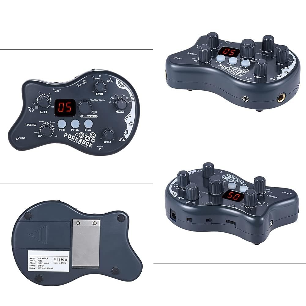 Lightweight 15 Effect Guitar Processor with Tuning Function - Portable Grey