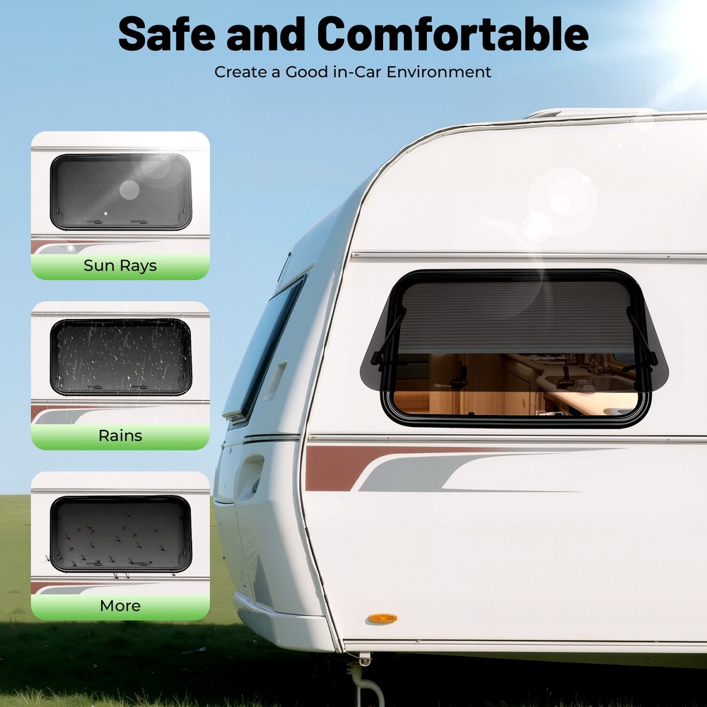 RV Exit Window RV Push Out Window Tempered Glass Camper Emergency Window 90*55cm