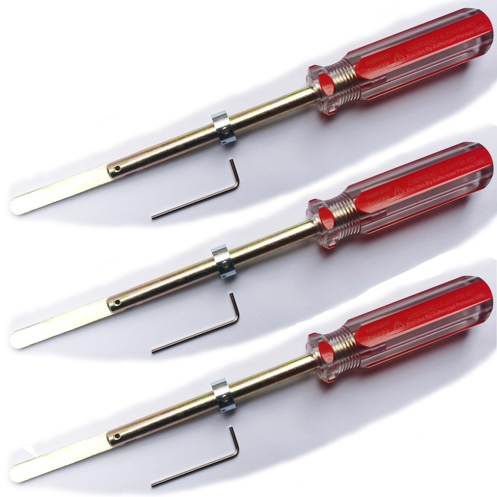 Elevator Drop Key Elevator Door Key Emergency Key with Handle 3 PCS