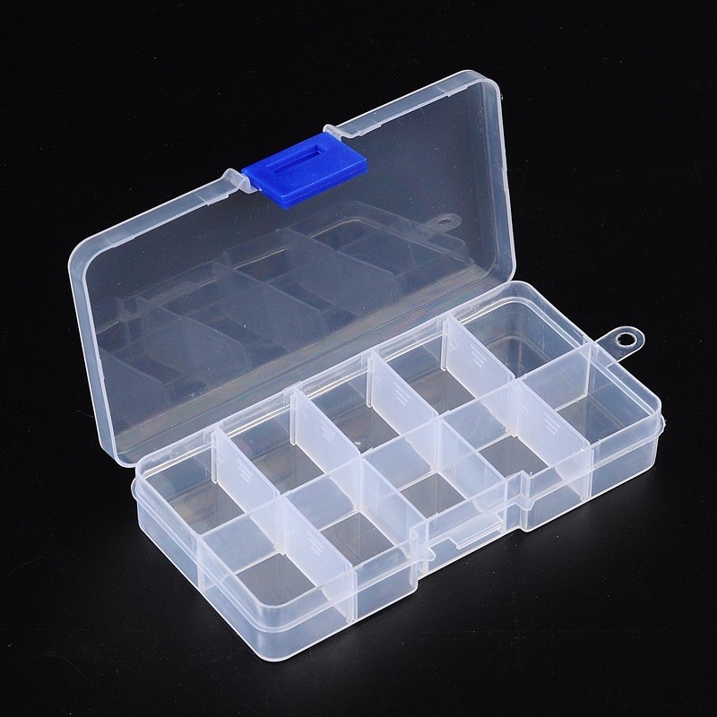 Plastic Clear Beads Display Storage Case Box Bead Container Adjustable Dividers