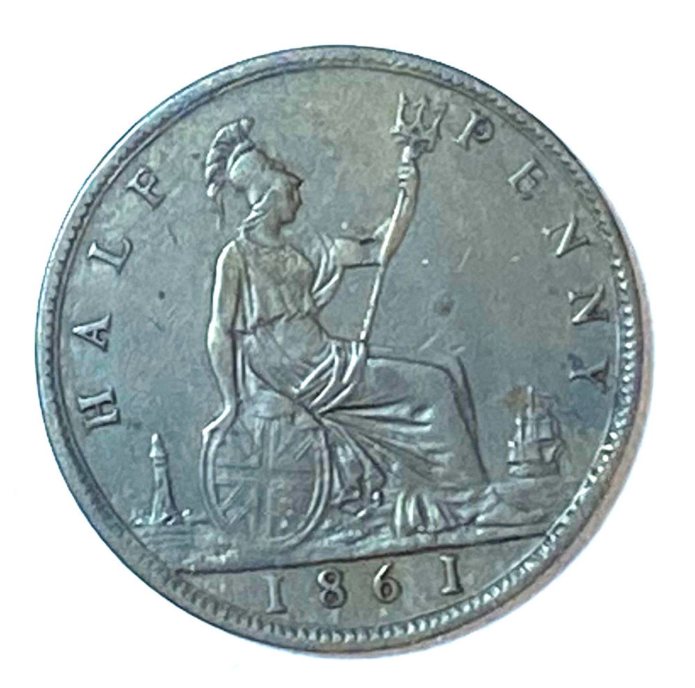1861 Great Britain 1/2 Half Penny
