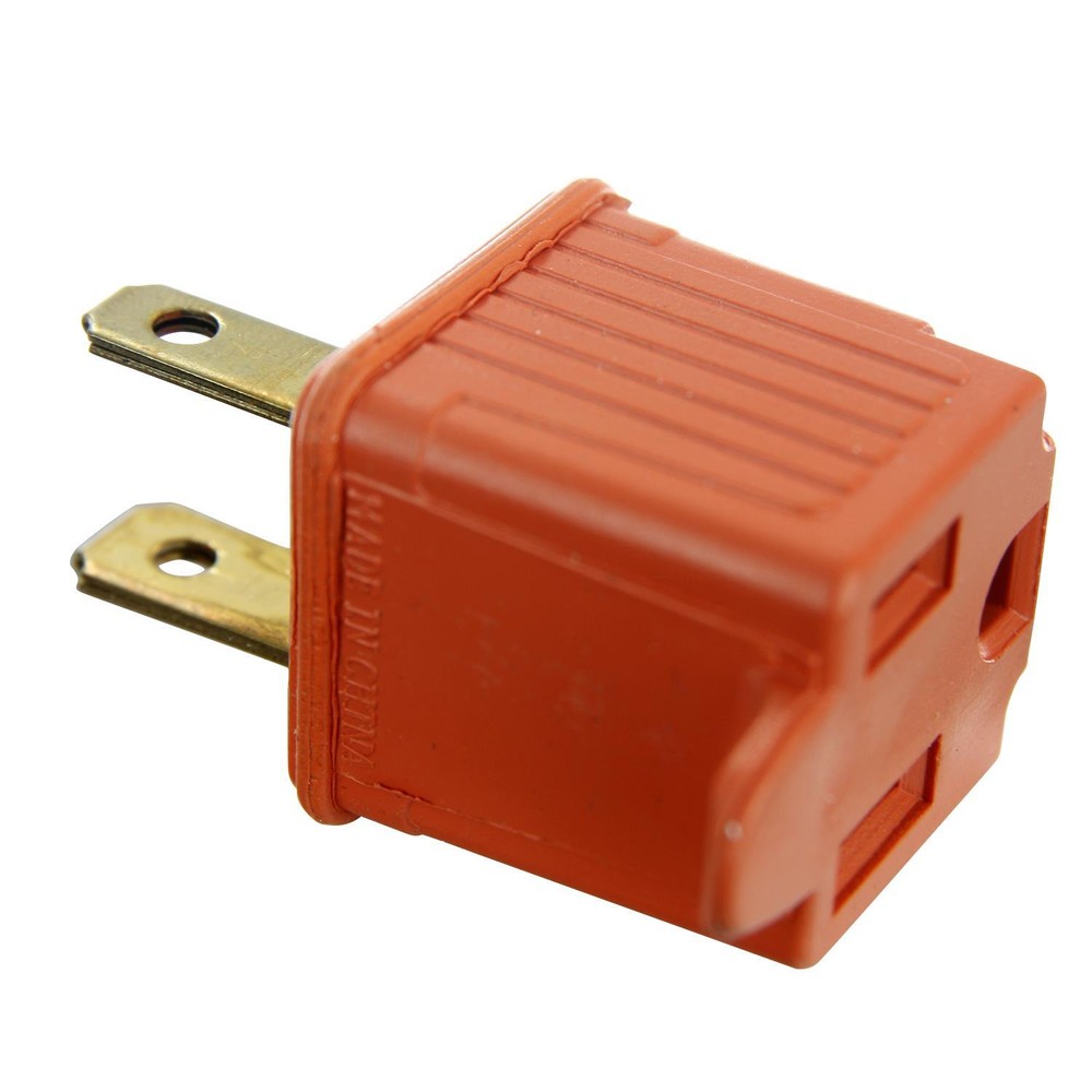 100Pack Grounded Adapter 3 Prong Outlet, Plug Splitter Converter, Orange