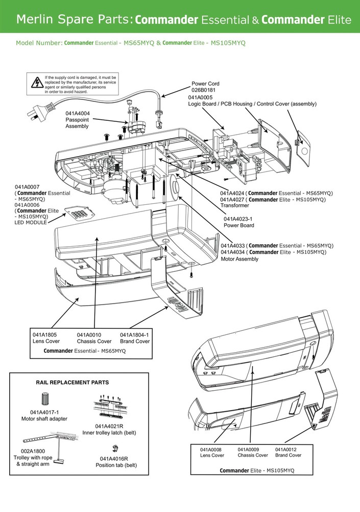 Genuine Merlin Chassis Cover Commander Essential (MS65MYQ)