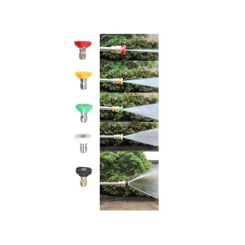 5 Pack Pressure Washer Nozzle Tips Multiple Degrees, 1/4 INCH (2.5 GPM), Power
