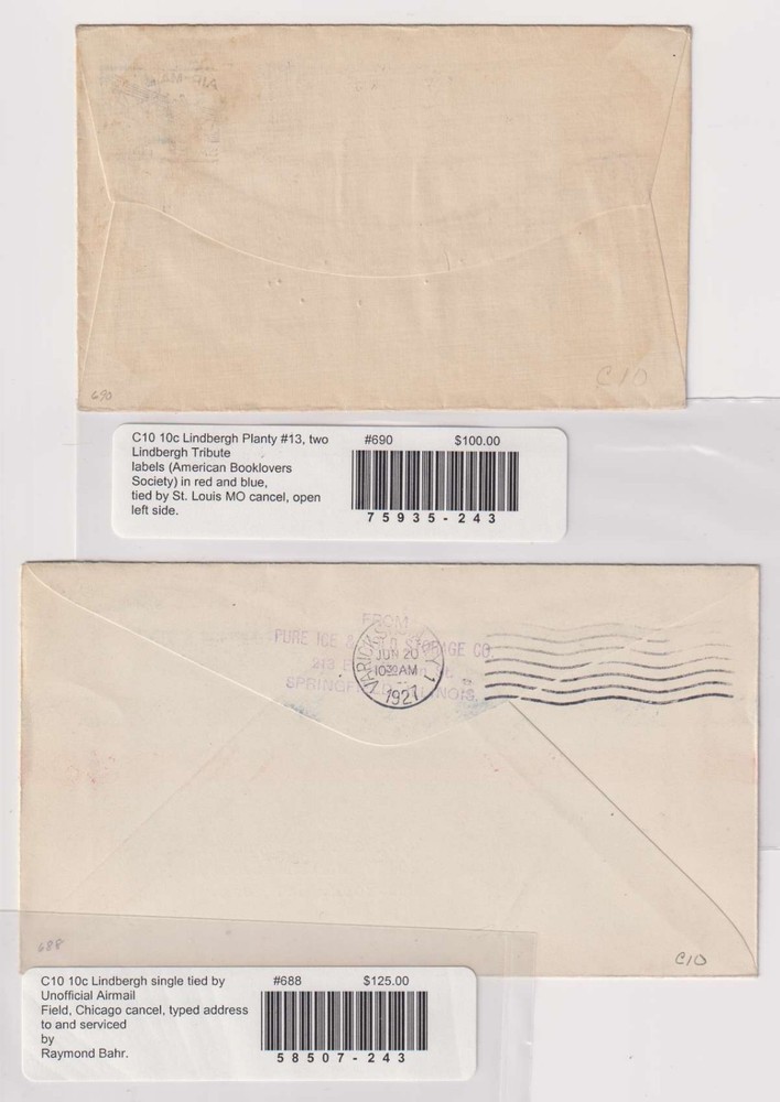 E4668: (10) US #C10 FDC, Cachets; Brookman: $1350