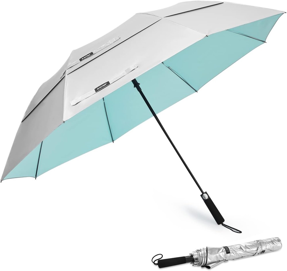 62 Inch Portable UV Protection Large Golf Umbrella Automatic Open Double Canopy