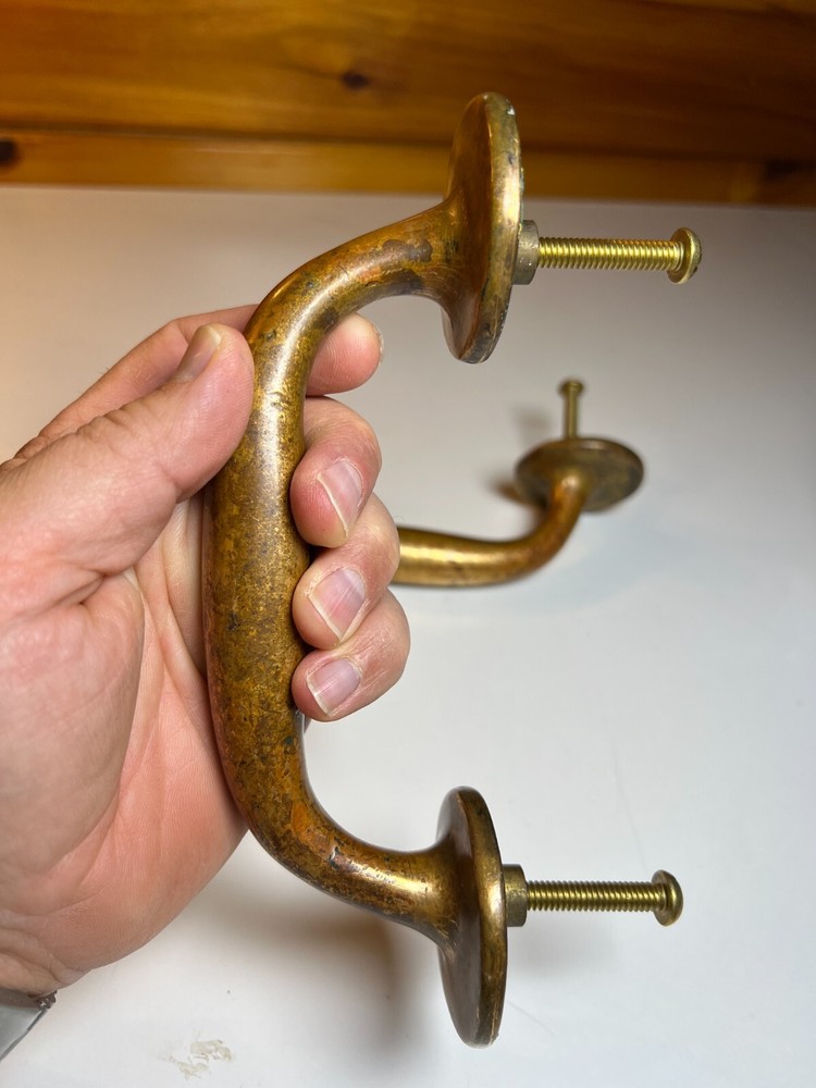 Large Heavy Duty Antique Brass Bronze Dummy Door Pull Pulls Handle Handles Set