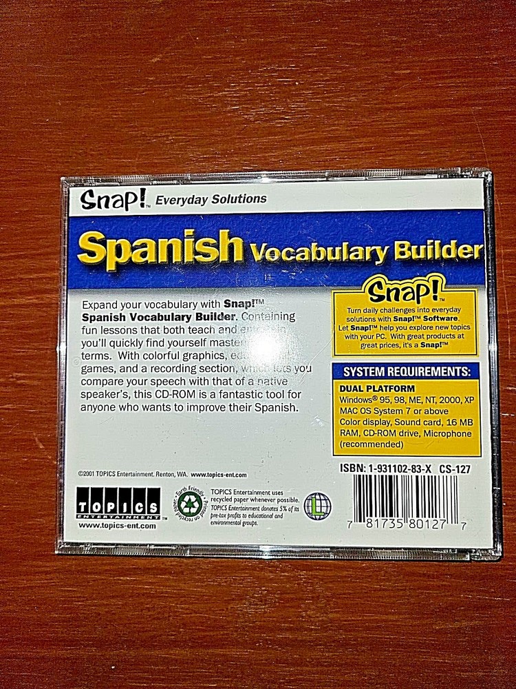 SNAP! Spanish Vocabulary Builder (Jewel Case) Windows / MAC Language Learning