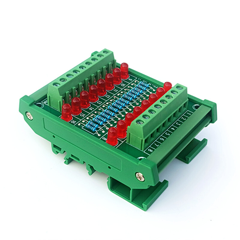 DIN Rail Mount 16 Red LED Indicator Light Module 5~48VDC Common Positive/Neg