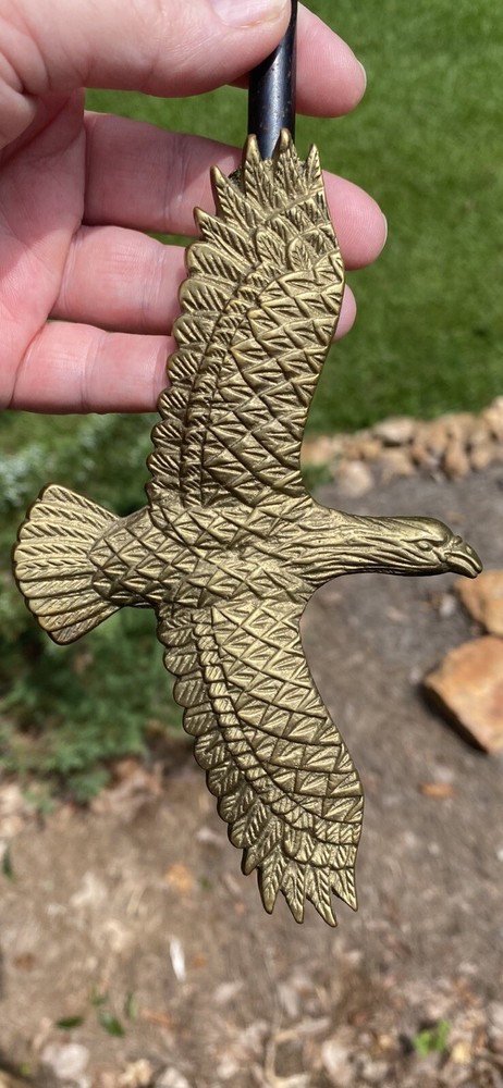 Vintage Brass Soaring Eagle Fireplace Damper Flue Hook Tool 10.75 inches