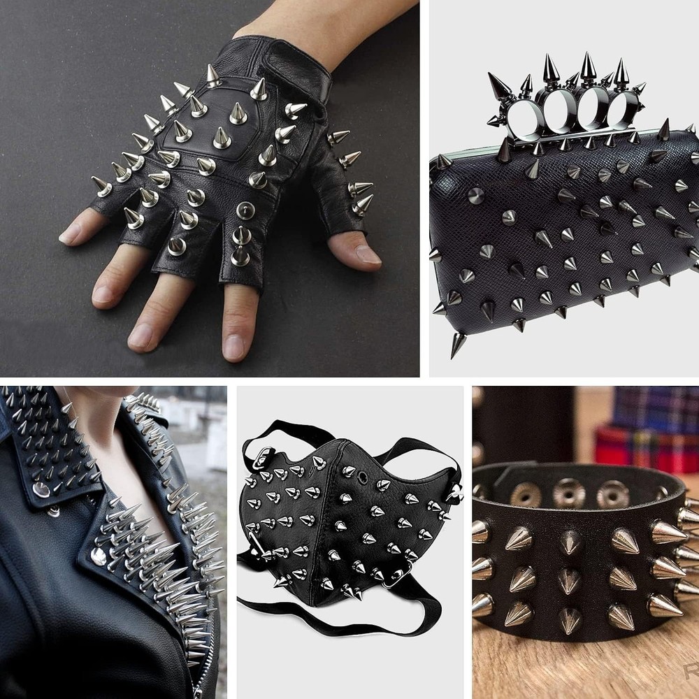 Versatile 360 Pcs Punk Style Spikes and Studs Kit for Ultimate DIY Projects
