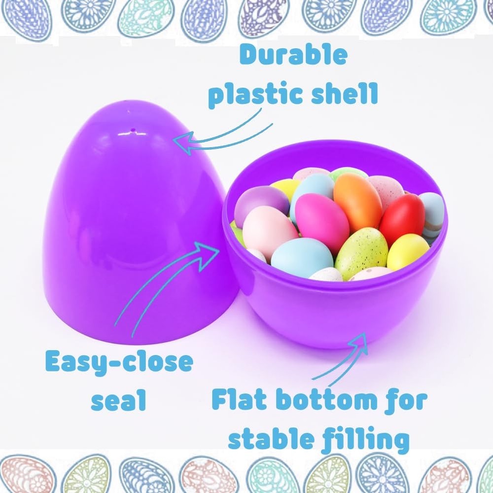 12Pcs Jumbo Plastic Bright Easter Eggs, 6’’ Fillable Assorted Solid Colors Em...