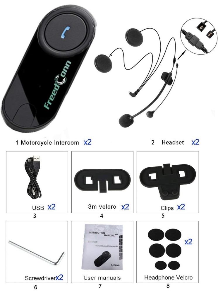 Freedconn Motorcycle Bluetooth Headset TCOM-SC BT5.0 Motorcycle Bluetooth Commun