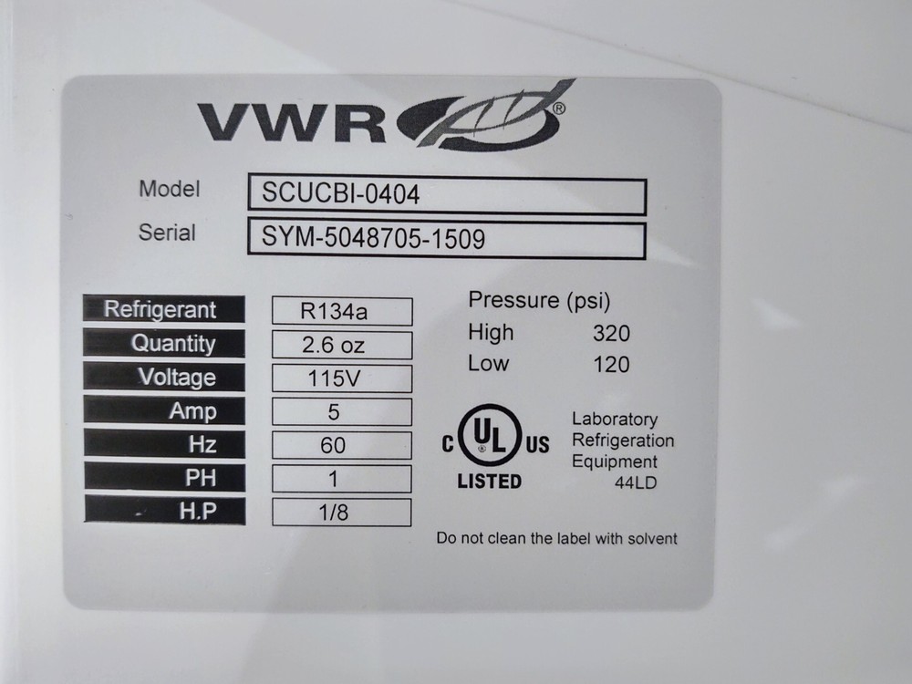 VWR SCUCBI-0404 Under Counter Refrigerator