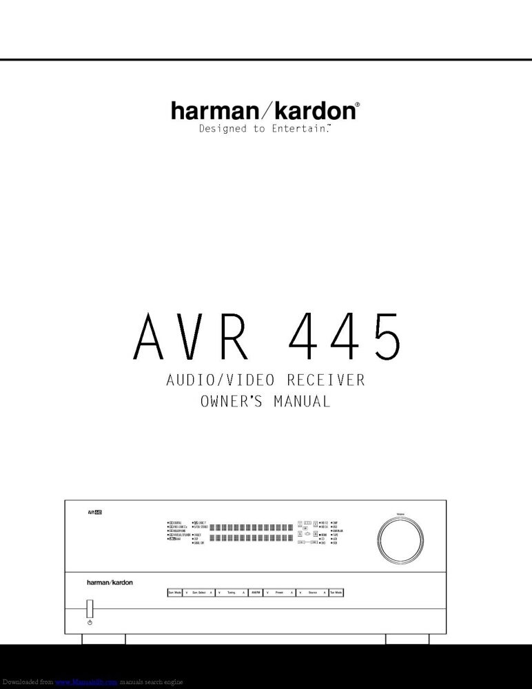 Harman Kardon AVR445 Receiver Owners Manual