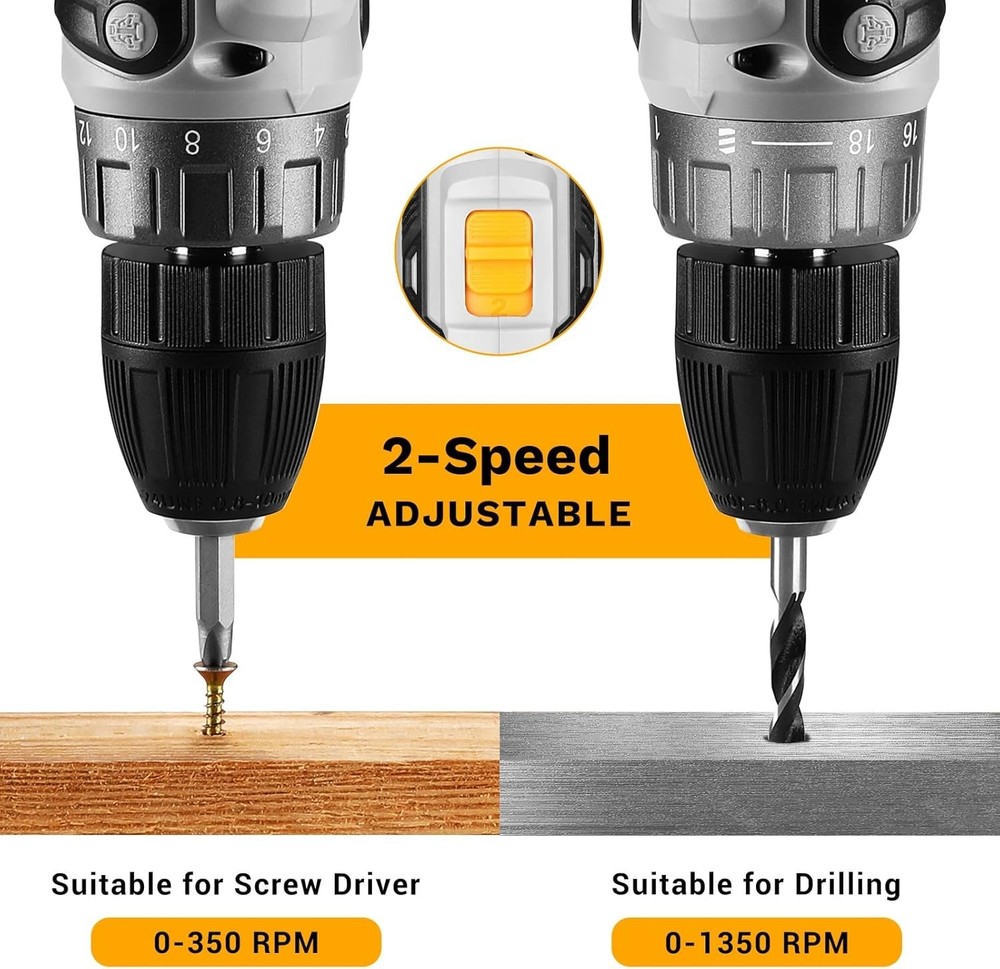 Compact Cordless Drill Set 20V with Battery & 10 Bits - Ideal for DIY Projects