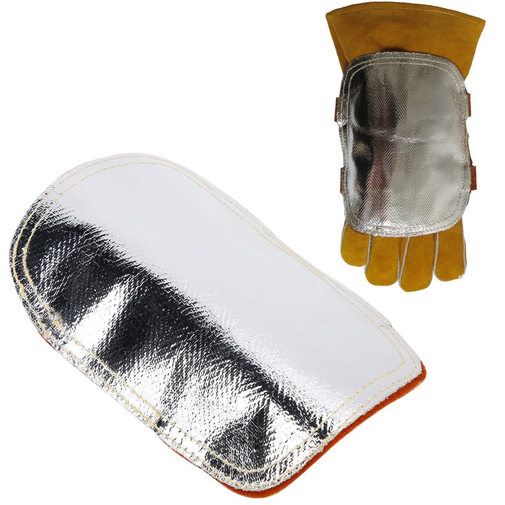 Welding Gloves Pad Heat Wrap Split Cowhide Leather Aluminized Back 8.3" Industry
