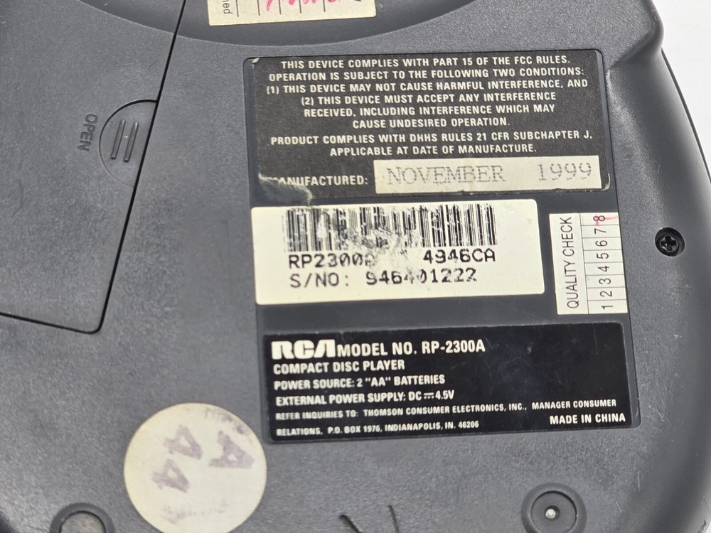 RCA Programmable CD Player Vintage 1999 RP-2300A Tested & Working READ