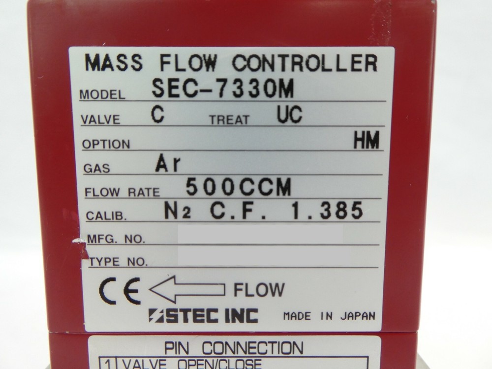 STEC SEC-7330M MFC Mass Flow Controller SEC-7330 500 CCM Ar Working Spare