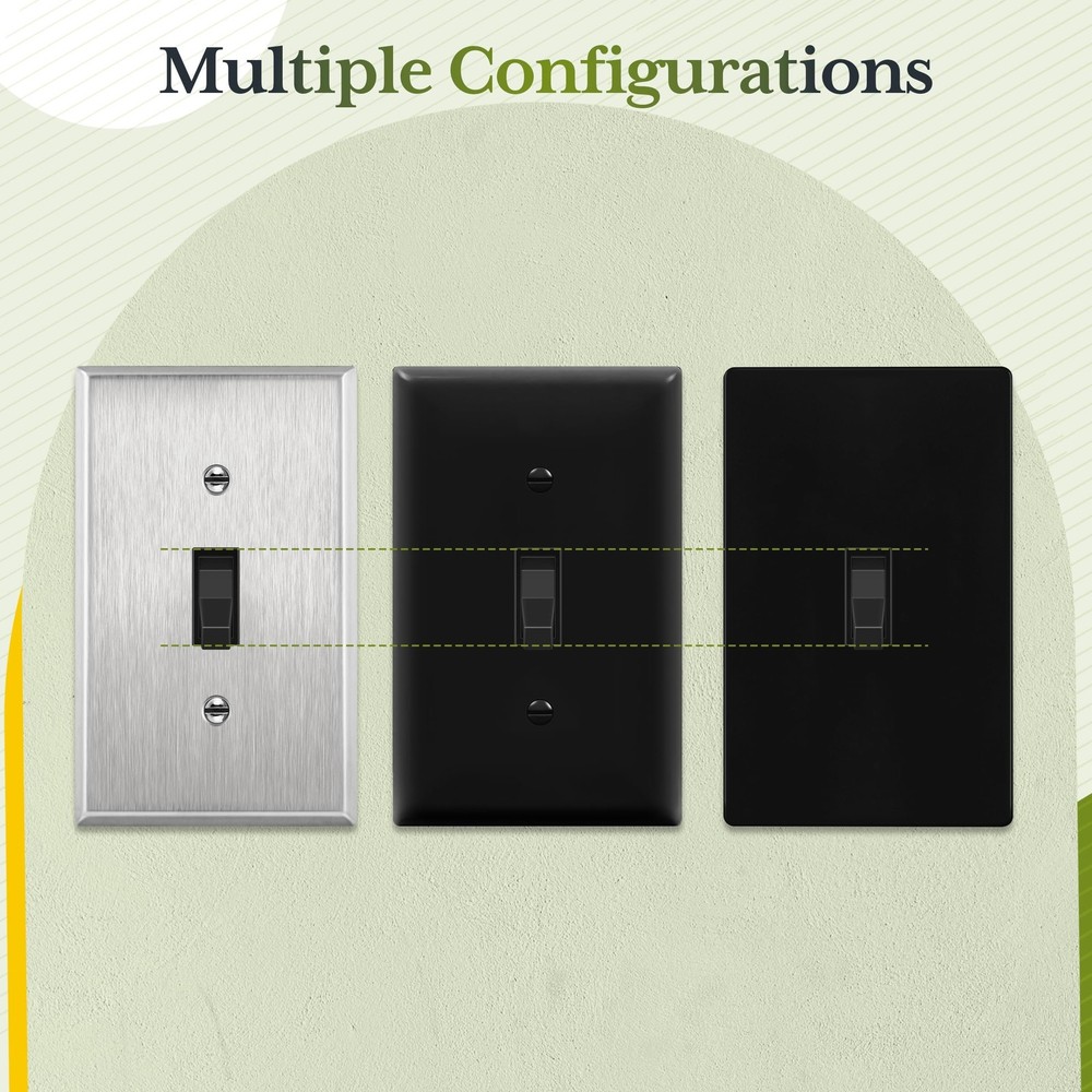 TG 3-Way Toggle Light Switch with Wall Plate, 15 Amp Electrical Wall Switch, ...