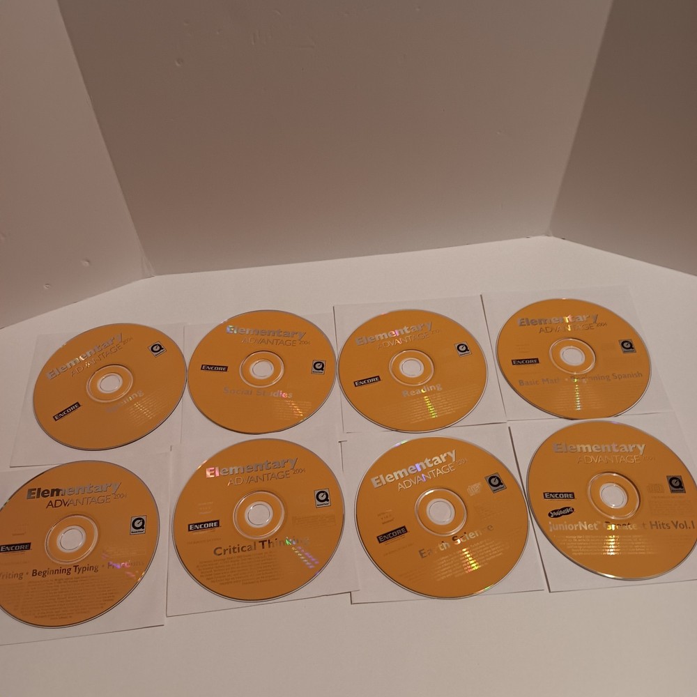 Lot of 8 ENCORE Elementary Advantage 2004 CD Software Discs, Used, Tested