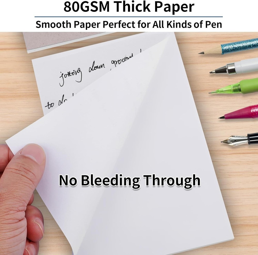 Note Pads In, Blank Notepad, White Scratch Pads for Writing, 50