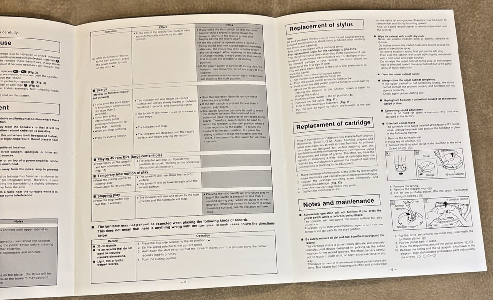 Original Panasonic SL-N15 DC Servo Automatic Turntable Operating Instructions