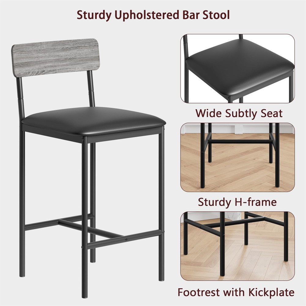 🍎Dining Table Set for 2 Kitchen Table with 2 Upholstered Bar Chairs 3 Storage