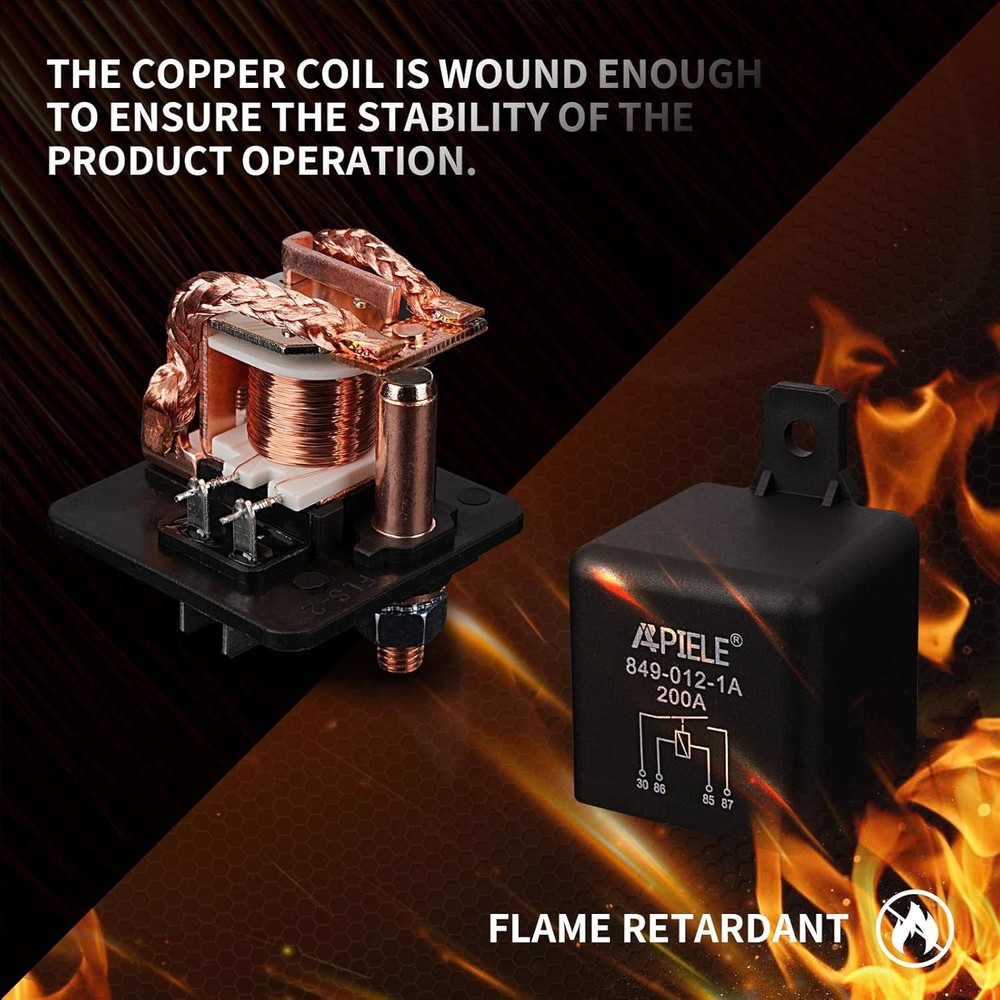 Continuous duty relay 12v dc 200a 4 pin on off split charge