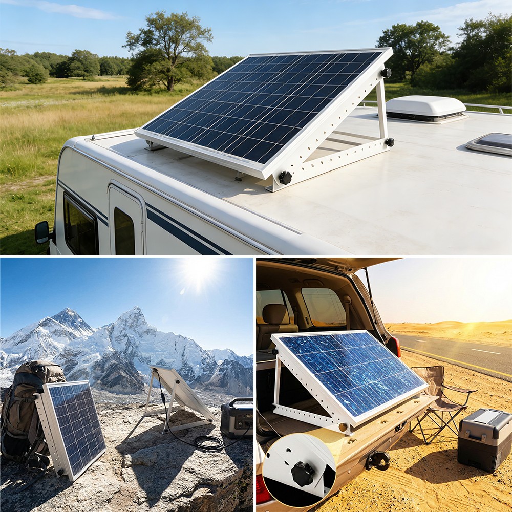 28" Solar Panel RV Tilt Mount Brackets Ground Roof Flat Surface Adjustable Frame