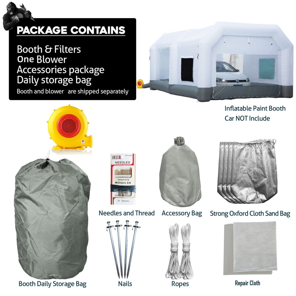 GORILLASPRO Inflatable Paint Booth 21X13X9Ft Air Filter System With Blower