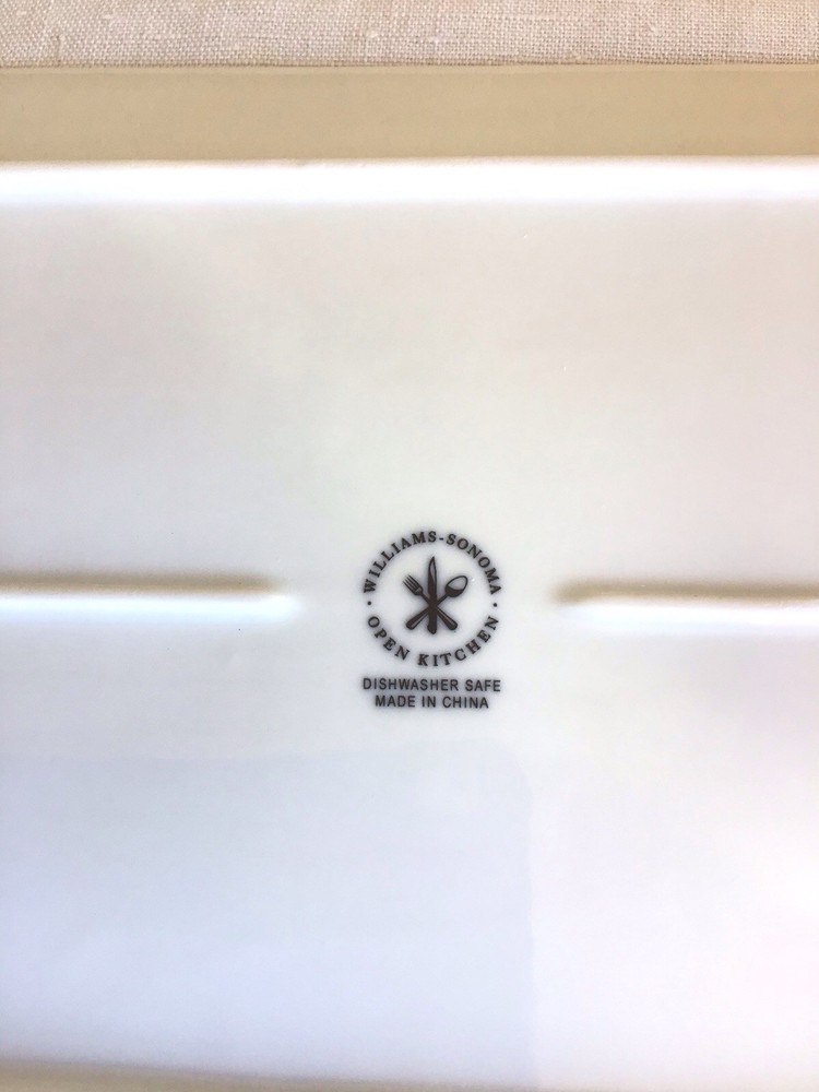 Williams Sonoma Open Kitchen White Ceramic Modern Rectangle Serving Platter