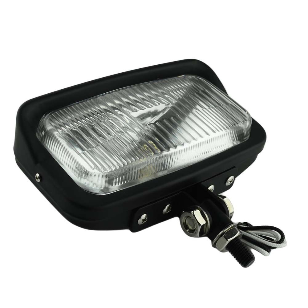 Retro Motorcycle Headlight Black Rectangle Lamp Custom For Harley Cafe Racer