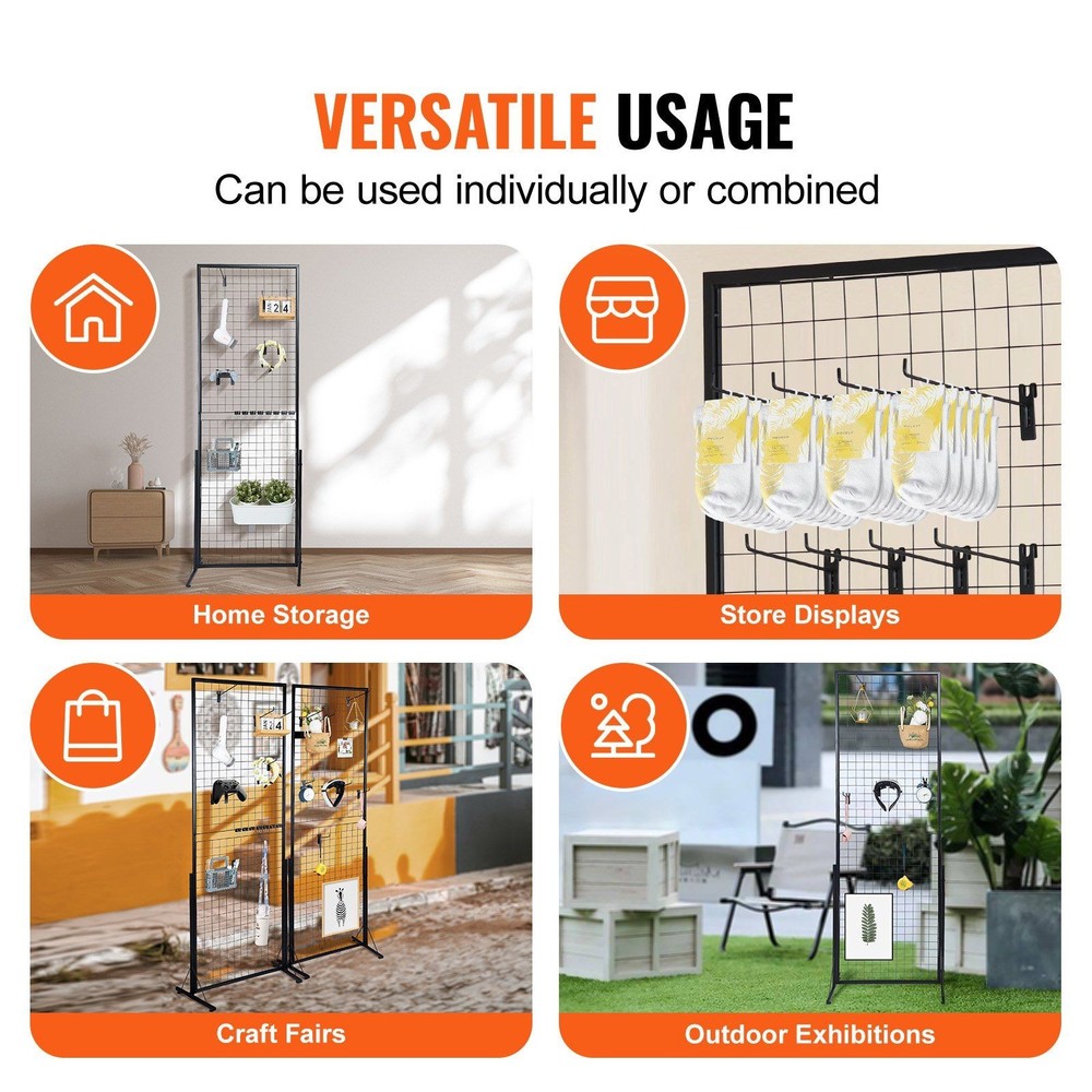 Dual-Sided Grid Panel Tower 2-Pack 24x68in 60lb Capacity with Accessories