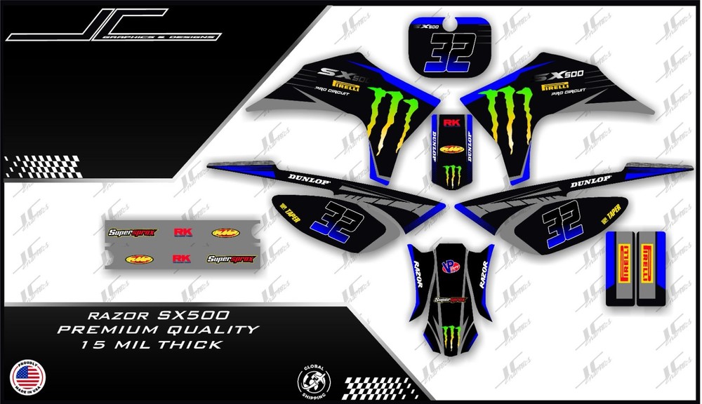 Razor SX500 graphics kit decals THICK AND HIGH GLOSS