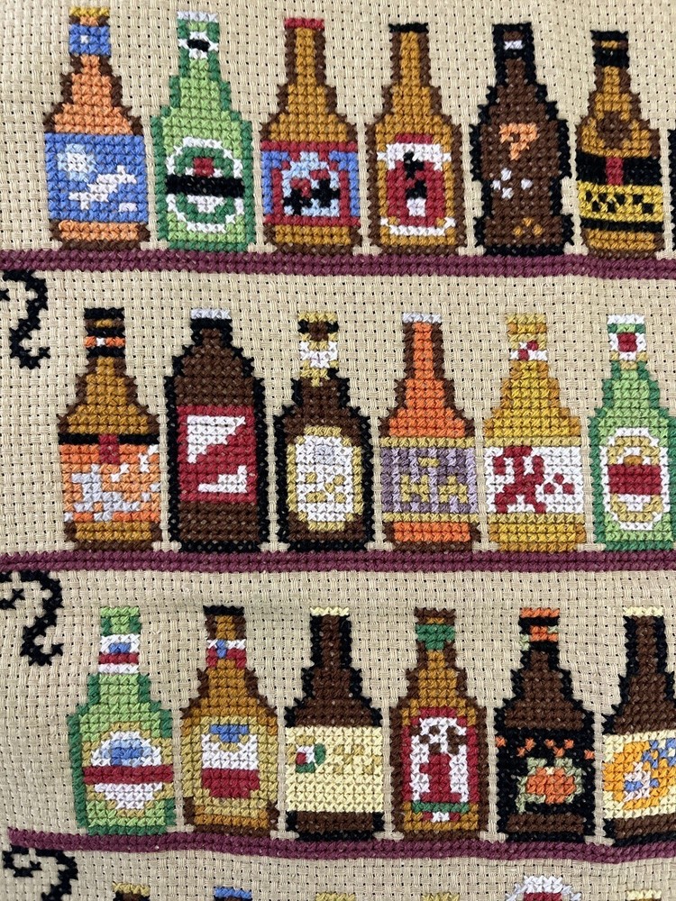 completed finished cross stitch Various drinks 12''x 24'' Gift