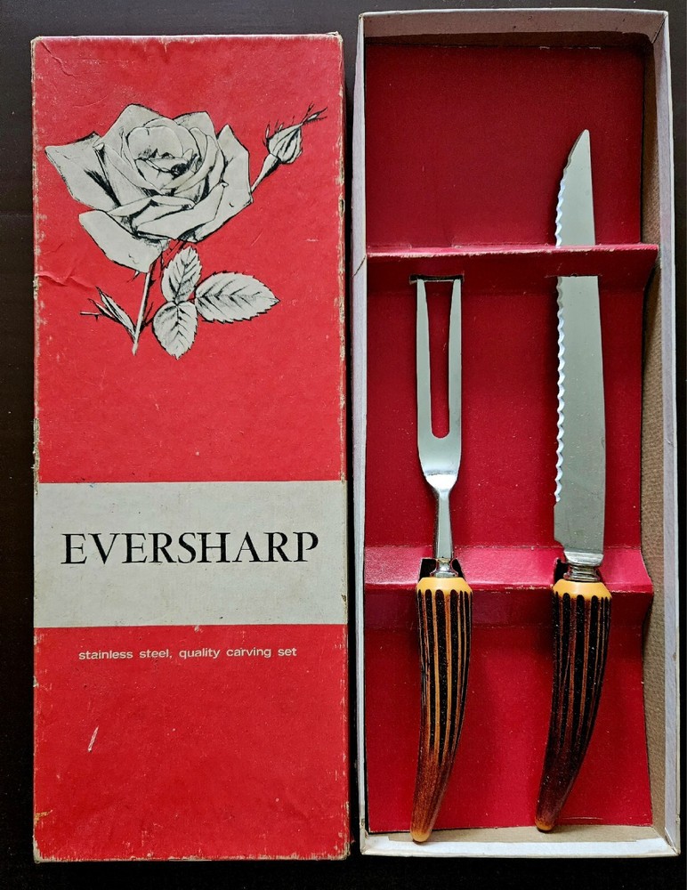 Vintage Eversharp Stainless Steel Carving Knife & Fork Set
