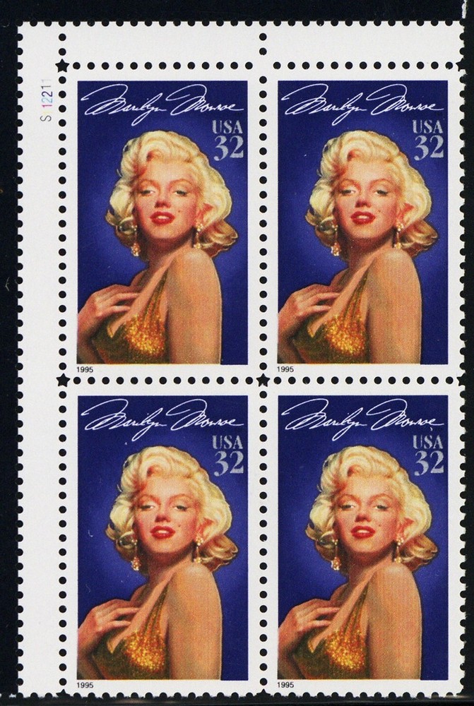 2967, Var, MNH 32¢ Marilyn Monroe Color Shift Error Block -- Stuart Katz