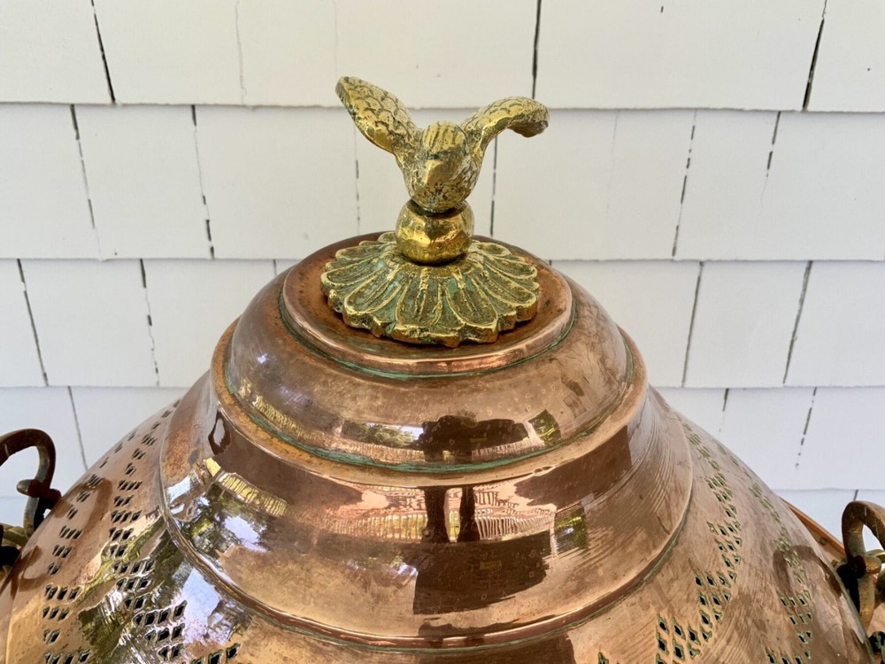 Middle Eastern Vintage Brazier Heater FirePit Polished Brass & Copper 35" MINT!