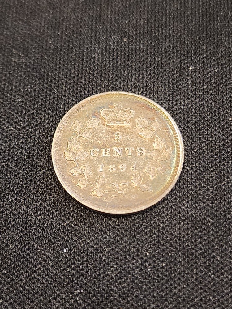 1894 Canada 5 Cents Silver Coin