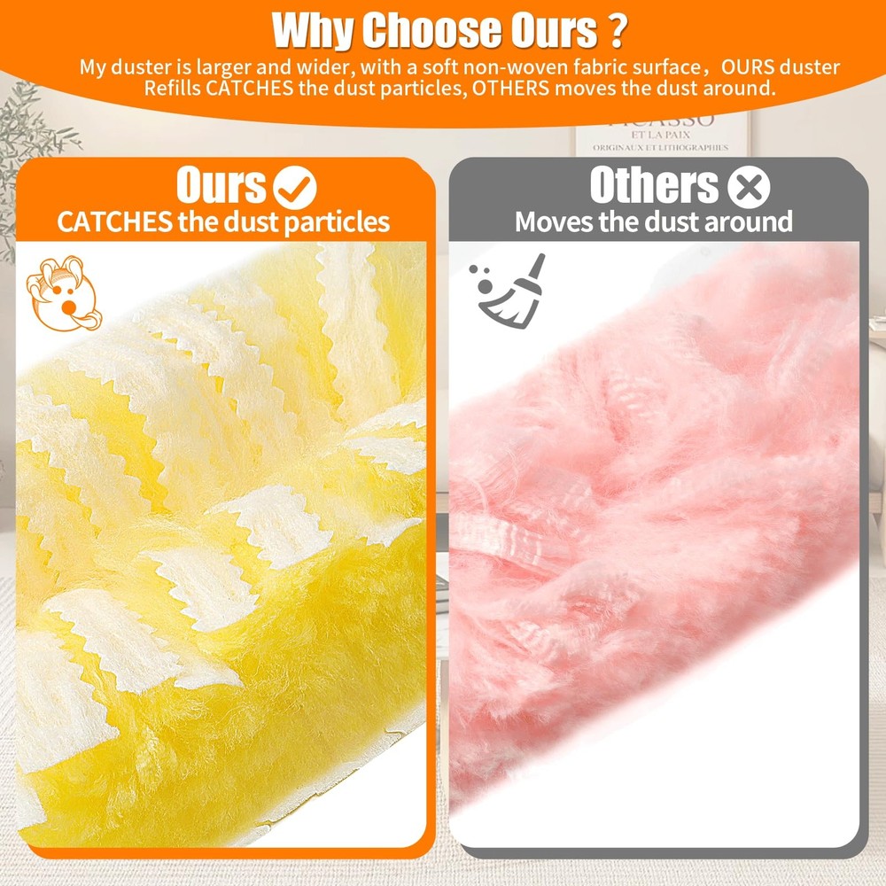 60 Count 360° Heavy Duty Duster Refills with Swiffer,Large Size-Extra Thick D...