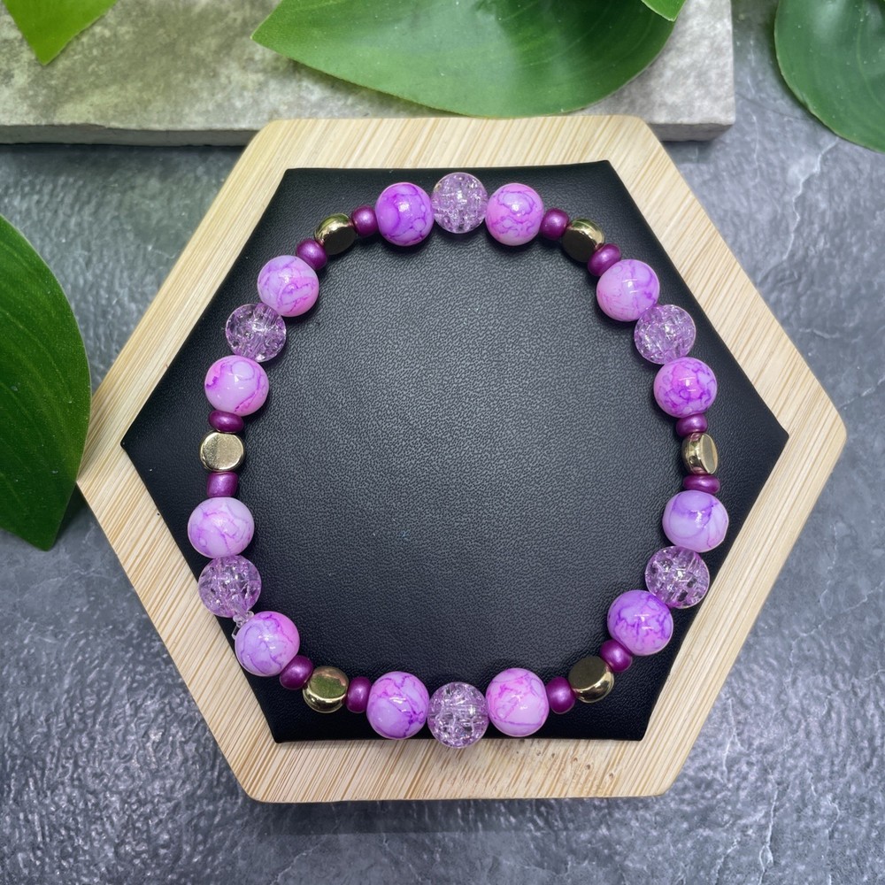 Handmade Bead Beaded Stackable 7.5” Plus Stretch Bracelet New Free Ship C1516