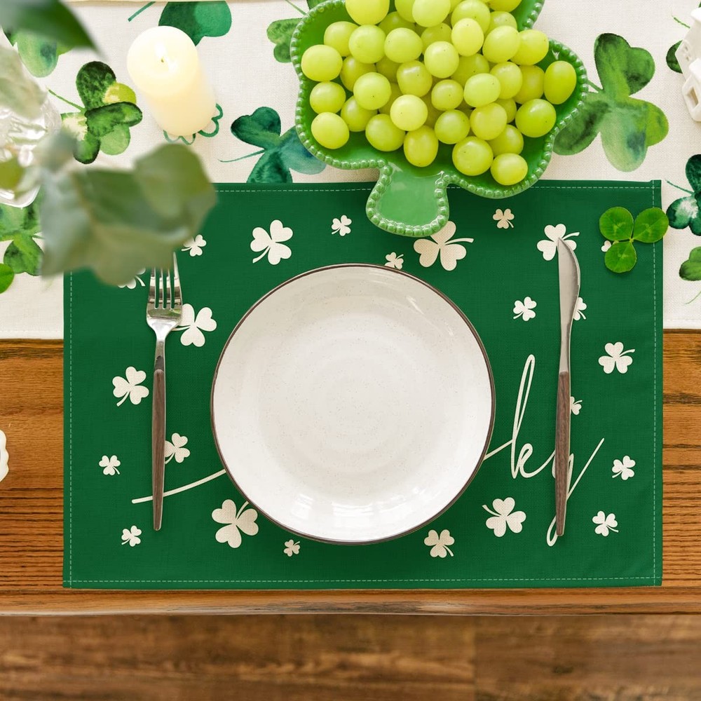 Artoid Mode Green Lucky Shamrock St. 12" x 18", Rectangular 4 Pcs,