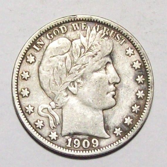 1909-P BARBER HALF DOLLAR  Sharp VF+ #24C29