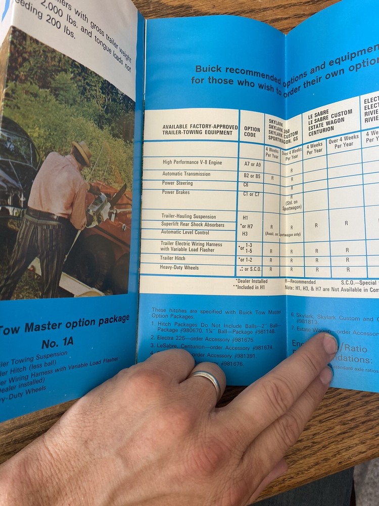 1972 Buick Trailer Guide Foldout Sales Brochure