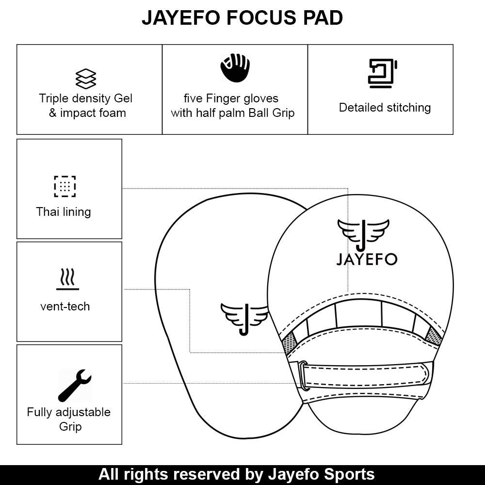 Jayefo Glorious Boxing Pads Focus Mitts for Training Punching Blocking Pad Black
