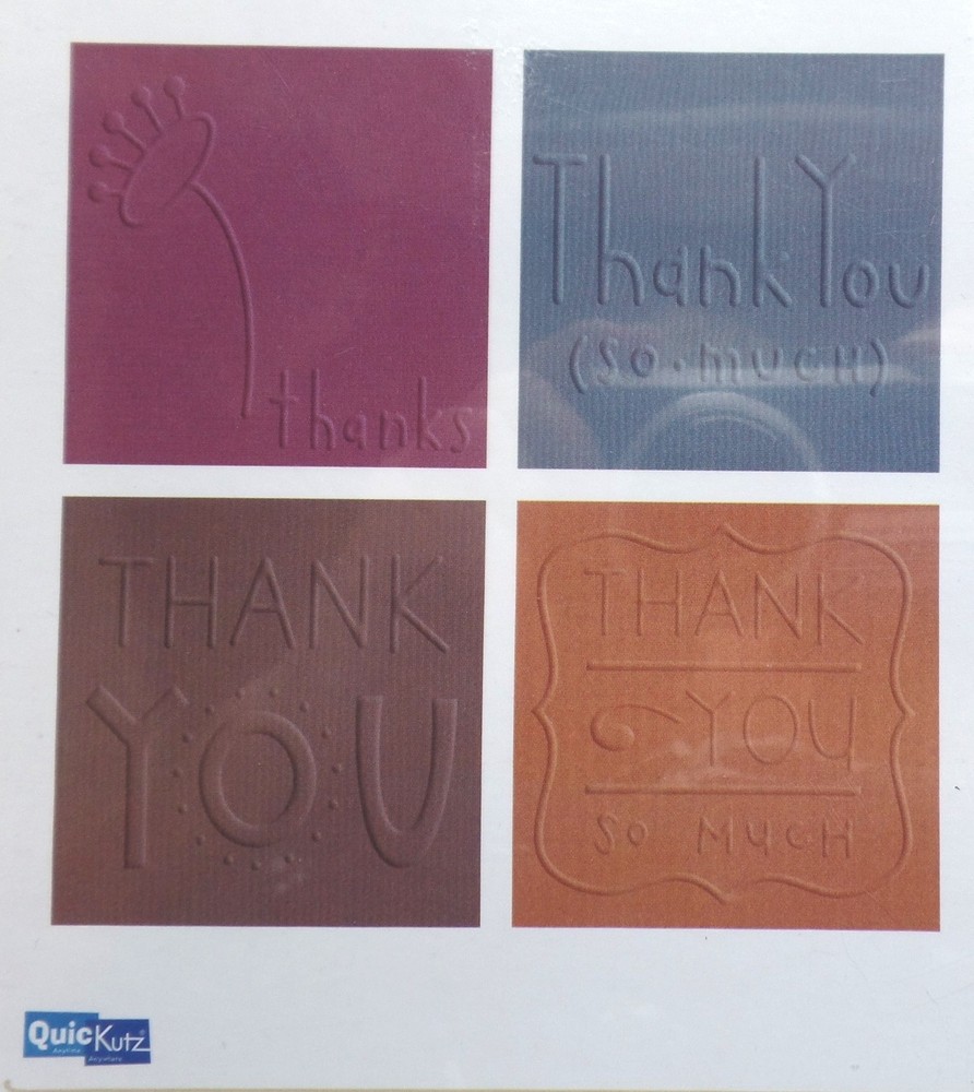 QuicKutz Stencils Embossing Folder EF-2X2-004 SET 4 THINLITS THANK YOU #1904
